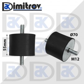 Антивибрационен тампон М12 х Ø 70 х 55 mm